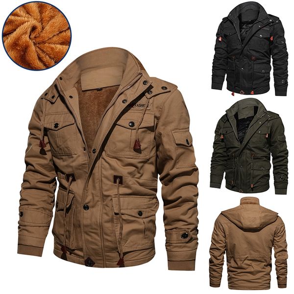 winter fleece jacket men casual thick thermal coat army pilot jackets air force cargo outwear hooded jacket mens clothes, Black;brown
winter fleece jacket men casual thick thermal coat army pilot jackets air force cargo outwear hooded jacket mens clothes, Black;brown