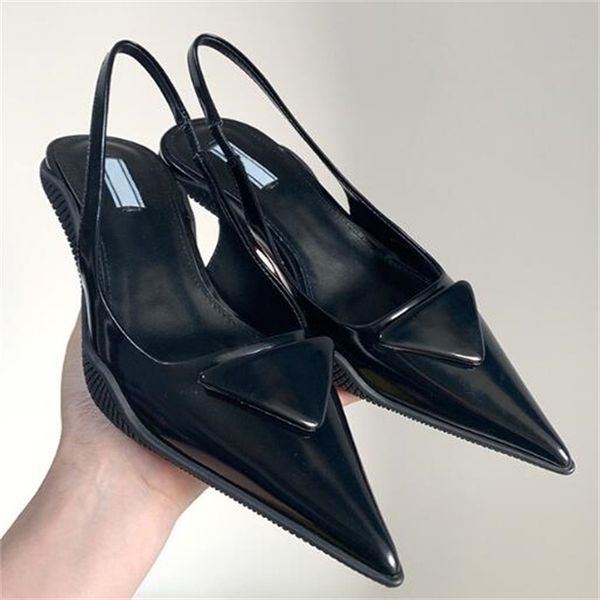 summer triangle leather sandals womens slingback pumps luxury footwear women high heels party wedding dress shoes, Black
summer triangle leather sandals womens slingback pumps luxury footwear women high heels party wedding dress shoes, Black