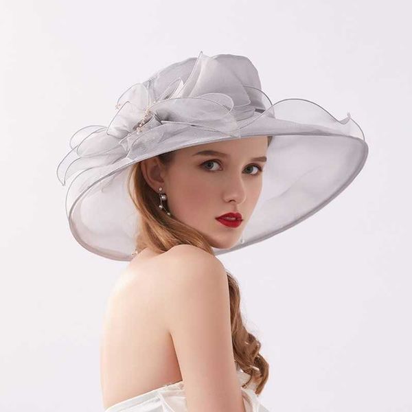 beanie/skull caps kentucky derby floral big brim hat women's organza wedding headwear hat elegant foldable sunhat beach with beaded fes, Blue;gray
beanie/skull caps kentucky derby floral big brim hat women's organza wedding headwear hat elegant foldable sunhat beach with beaded fes, Blue;gray
