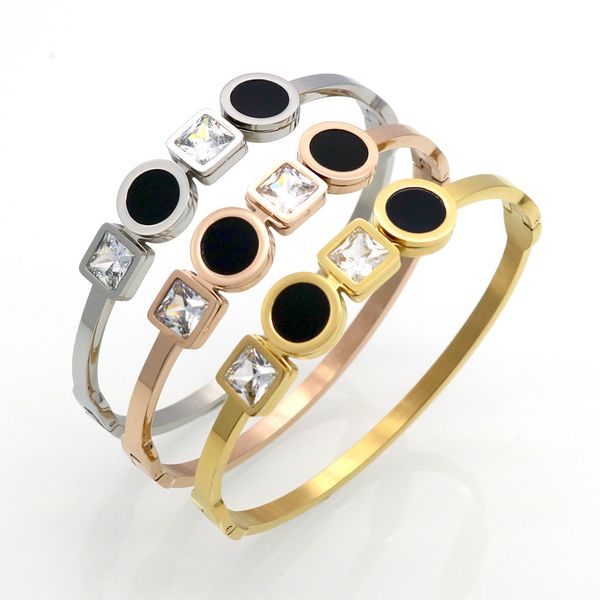 buckle open bangles square diamond bracelet designer love jewelry, Black