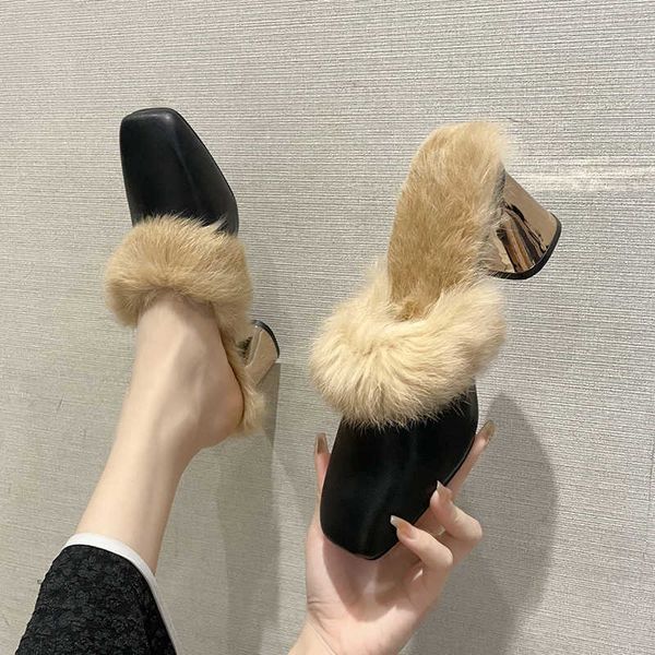 dress shoes rimocy high heels faux fur mules women square toe long plush winter woman comfortable warm thick heel pumps 221213, Black
dress shoes rimocy high heels faux fur mules women square toe long plush winter woman comfortable warm thick heel pumps 221213, Black