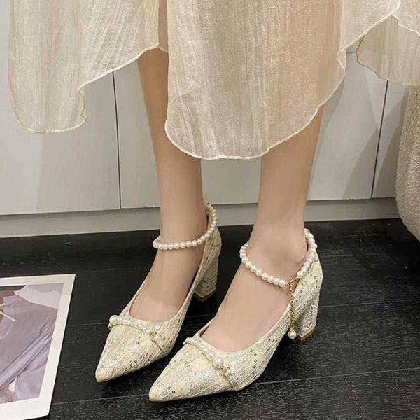 dress shoes rimocy elegant pearl high heels women lace flowers square heel pumps woman pointed toe sequins party 221213, Black
dress shoes rimocy elegant pearl high heels women lace flowers square heel pumps woman pointed toe sequins party 221213, Black