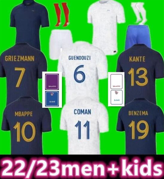 2022 benzema mbappe griezmann soccer jersey french kante pogba kounde giroud guendouzi match day 22 23 pavaro long sleeve maillot de footbal, Black;yellow