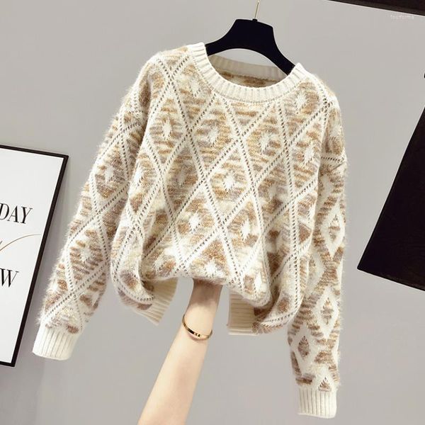 women's sweaters autumn winter round neck geometric knitted pullovers for women 2022 plus velvet thickening korean fashion chic, White;black
women's sweaters autumn winter round neck geometric knitted pullovers for women 2022 plus velvet thickening korean fashion chic, White;black