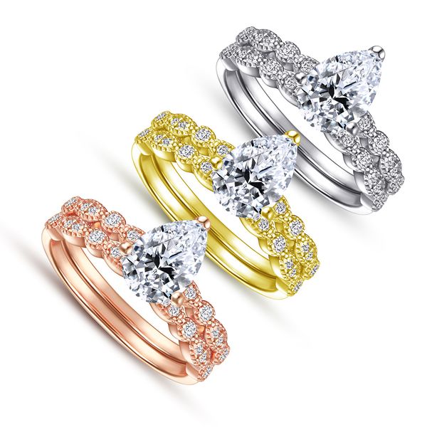 wedding accessories pure silver engagement rings 2pcs/set fadeless couple round diamonds birdal ring proposal ring no fading ladies jewelry, White
wedding accessories pure silver engagement rings 2pcs/set fadeless couple round diamonds birdal ring proposal ring no fading ladies jewelry, White