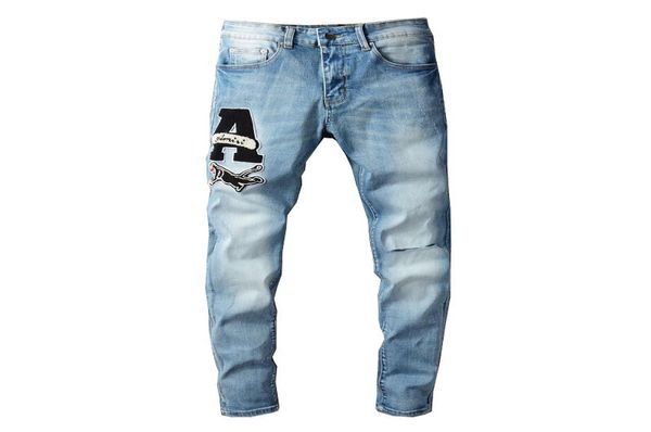 streetwear designer jeans males brand ripped tights jean men hip hop flocking splicing big a letter jean denim pant4089100, Blue
streetwear designer jeans males brand ripped tights jean men hip hop flocking splicing big a letter jean denim pant4089100, Blue