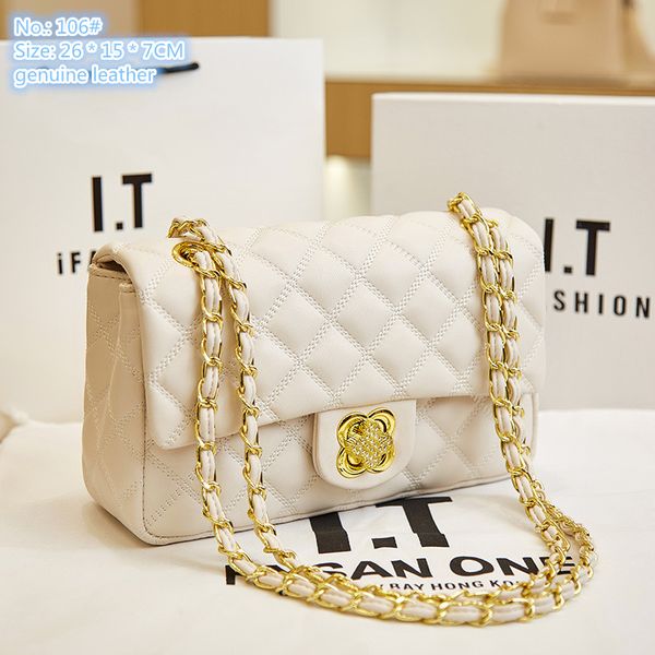 Wholesale factory ladies shoulder bags 2 color elegant Joker classic embossed plaid chain bag street trend leather handbag gold buckle fashion backpack, Beige-106#
Wholesale factory ladies shoulder bags 2 color elegant Joker classic embossed plaid chain bag street trend leather handbag gold buckle fashion backpack, Beige-106#