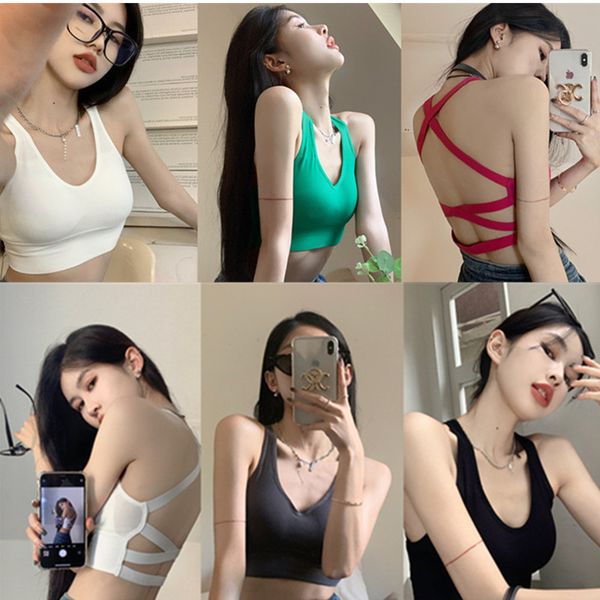 nightclub back cross-small tank women with chest pad gathered under the summer wear strapless knitting, White
nightclub back cross-small tank women with chest pad gathered under the summer wear strapless knitting, White