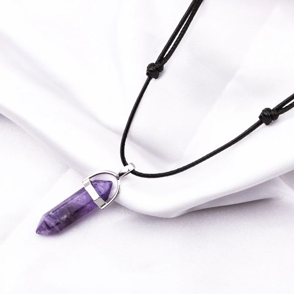 32 styles natural tiger eye rose quartz amethyst hexagonal column stone adjustable necklaces fashion jewelry for men women, Silver
32 styles natural tiger eye rose quartz amethyst hexagonal column stone adjustable necklaces fashion jewelry for men women, Silver