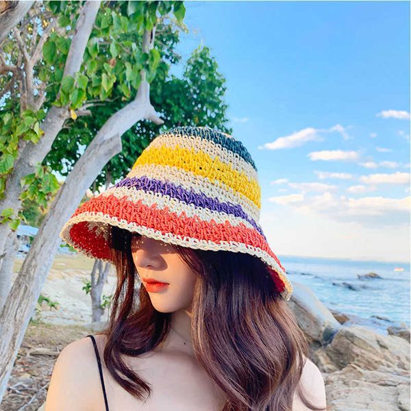 beanie/skull caps 2021 womens straw hat rainbow crochet hand-made panamas uv protection sun visor beach hats women visors foldable summer su, Blue;gray
beanie/skull caps 2021 womens straw hat rainbow crochet hand-made panamas uv protection sun visor beach hats women visors foldable summer su, Blue;gray