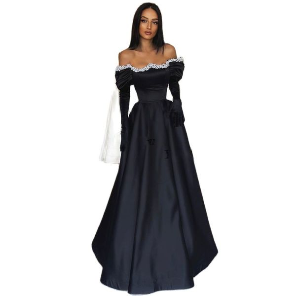 elegant formal prom dresses for off shoulder long sleeves evening arabia party gowns no gloves, Black
elegant formal prom dresses for off shoulder long sleeves evening arabia party gowns no gloves, Black