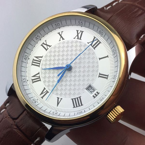 mens watch mechanical watch new roman numerals dial blue needle calendar leather casual wristwatch, Slivery;golden
mens watch mechanical watch new roman numerals dial blue needle calendar leather casual wristwatch, Slivery;golden