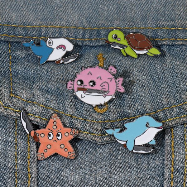 killer from ocean enamel pins dolphin puffer fish turtle shark starfish brooch lapel badges animal jewelry gift for kids friends, Blue
killer from ocean enamel pins dolphin puffer fish turtle shark starfish brooch lapel badges animal jewelry gift for kids friends, Blue