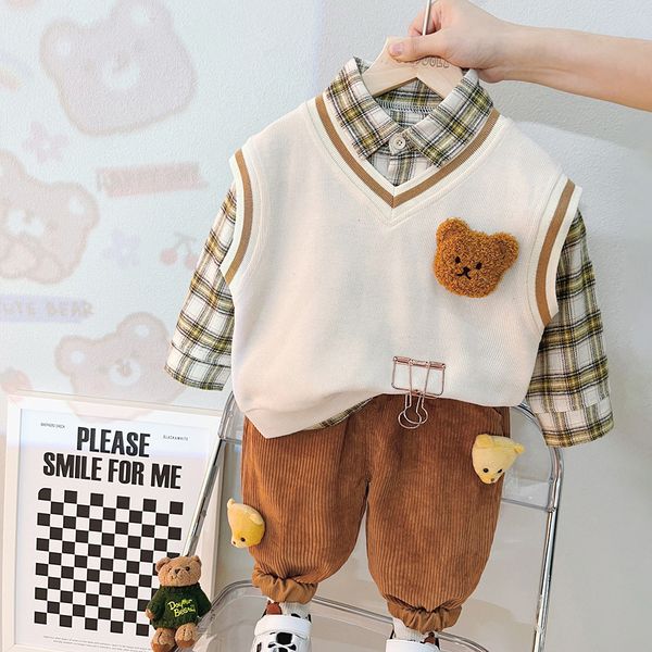 autumn kids clothing set boys knitted vest shirt jeans 3pcs suit infant tracksuit baby clothes outfits, White
autumn kids clothing set boys knitted vest shirt jeans 3pcs suit infant tracksuit baby clothes outfits, White