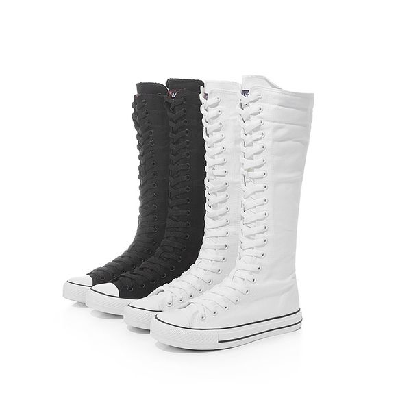 four season knee high boots for women fashion interior height versatile black and white high lace up flat shoes
four season knee high boots for women fashion interior height versatile black and white high lace up flat shoes