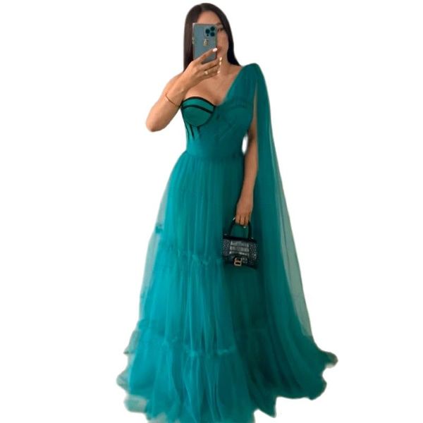 turquoise one shoulder a-line prom dresses long tulle sweetheart elegant evening gowns women for party vestidos de gala, Black
turquoise one shoulder a-line prom dresses long tulle sweetheart elegant evening gowns women for party vestidos de gala, Black