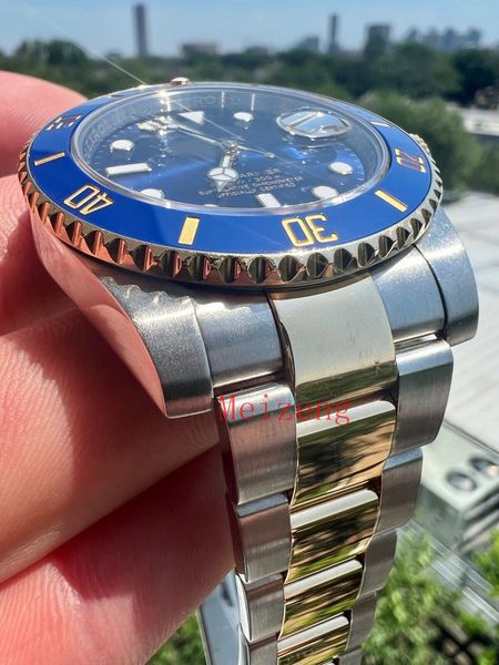 luxury wristwatch date 40 mm steel 18k yellow gold blue ceramic watch men's automatic watch-2, Slivery;brown
luxury wristwatch date 40 mm steel 18k yellow gold blue ceramic watch men's automatic watch-2, Slivery;brown