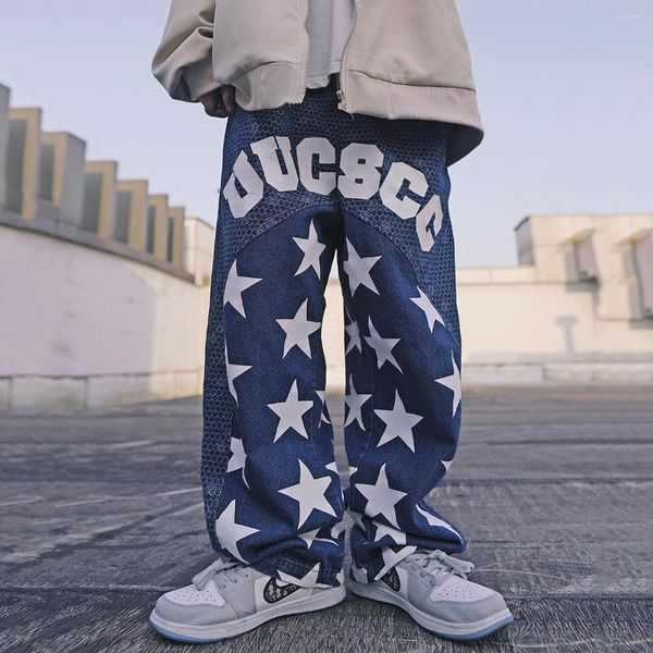 men's jeans hip hop baggy pentagram printed oversized harajuku streetwear loose men's fashion splicing denim pants y2k, Blue
men's jeans hip hop baggy pentagram printed oversized harajuku streetwear loose men's fashion splicing denim pants y2k, Blue