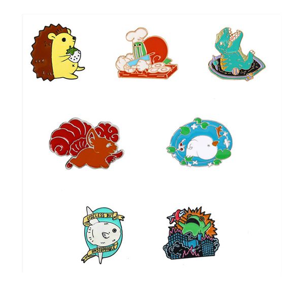 fashion cartoon animal brooches 7pcs set funny zinc alloy gold silver plated enamel paint badge hedgehog fox dinosaur frog duck shark snail, Gray
fashion cartoon animal brooches 7pcs set funny zinc alloy gold silver plated enamel paint badge hedgehog fox dinosaur frog duck shark snail, Gray