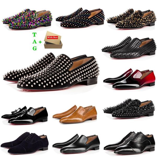 red-bottoms christians brand mens shoes designers low flat rivets man business banquet dress shoe luxurys patent suede spikes genuine st hct, Black
red-bottoms christians brand mens shoes designers low flat rivets man business banquet dress shoe luxurys patent suede spikes genuine st hct, Black