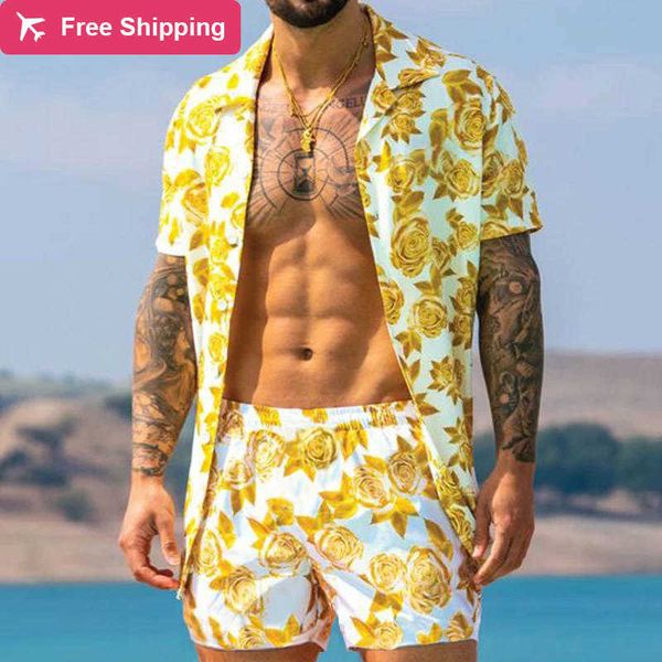 2023 tracksuits hawaiian beach casual men's clothes suit oversized summer t shirt set coconut tree printed turn down collar tee outfits, Gray
2023 tracksuits hawaiian beach casual men's clothes suit oversized summer t shirt set coconut tree printed turn down collar tee outfits, Gray
