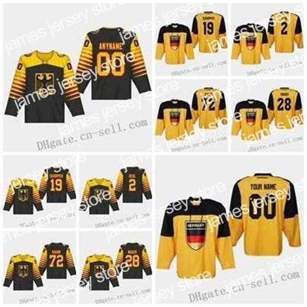 college hockey wears thr custom 2019 iihf world championship germany jersey 28 frank mauer 72 dominik kahun benedikt schopper denis reul men, Black