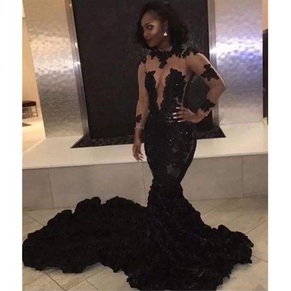 cascading ruffles luxury black lace appliques prom dresses sheer mermaid long sleeves illusion bodices evening dresses vintage gowns
cascading ruffles luxury black lace appliques prom dresses sheer mermaid long sleeves illusion bodices evening dresses vintage gowns