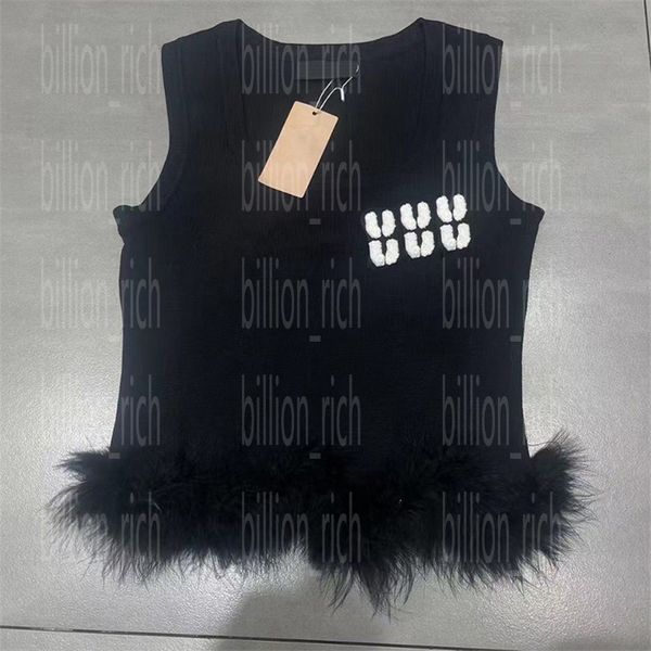 designer women t shirt sleeveless knit vest white black bottom fur design knitted tanks
designer women t shirt sleeveless knit vest white black bottom fur design knitted tanks