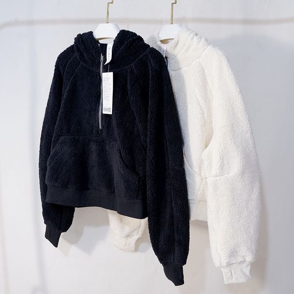 women designer yoga hoodies fitness running soft wools lamb wool winter warm hooded casual fashion half zip pullover loose sweater sweatshir, Black
women designer yoga hoodies fitness running soft wools lamb wool winter warm hooded casual fashion half zip pullover loose sweater sweatshir, Black