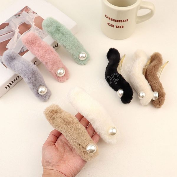 large duckbill clip plush hair claw for women girls barrettes solid hairpin pearl ponytail clips winter headwear hair accessories, Slivery;white
large duckbill clip plush hair claw for women girls barrettes solid hairpin pearl ponytail clips winter headwear hair accessories, Slivery;white