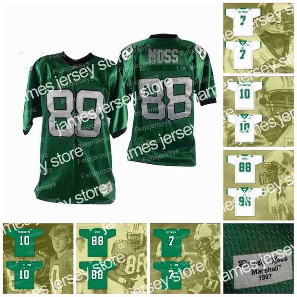 american college football wear thr randy moss 1997 mar shall university football jersey chad pennington 10 byron left 7 marshall herd for me, Black
american college football wear thr randy moss 1997 mar shall university football jersey chad pennington 10 byron left 7 marshall herd for me, Black