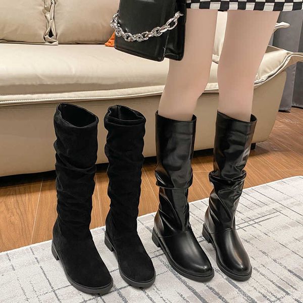 boots pleated black plush warm knee-high new office lady designer shoes classic suede long women botines mujer 221213
boots pleated black plush warm knee-high new office lady designer shoes classic suede long women botines mujer 221213