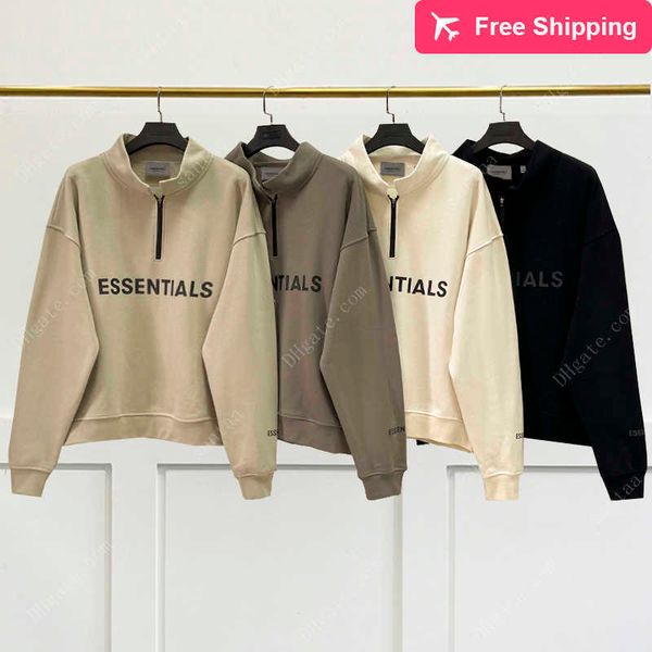 2023ss essentials half-zip stand sweatshirt hoodie hip hop pullover turndown collar streetwear, Black
2023ss essentials half-zip stand sweatshirt hoodie hip hop pullover turndown collar streetwear, Black