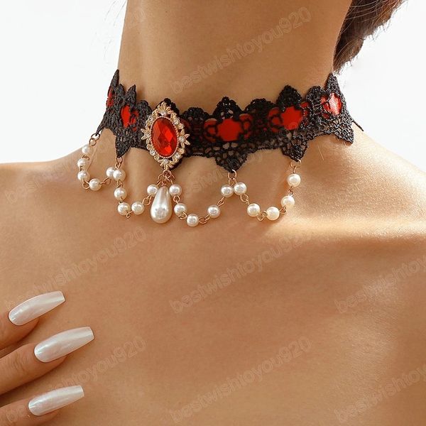 harajuku black lace rhinestone choker necklace women short pearl tassel pendant clavicle chain banquet jewelry, Golden;silver
harajuku black lace rhinestone choker necklace women short pearl tassel pendant clavicle chain banquet jewelry, Golden;silver