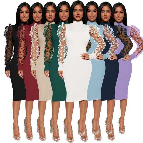 2023 spring fall womens dresses designer slim mesh sleeve 3d flower patchwork fashion elegant bodycon casual dress, Black;gray
2023 spring fall womens dresses designer slim mesh sleeve 3d flower patchwork fashion elegant bodycon casual dress, Black;gray