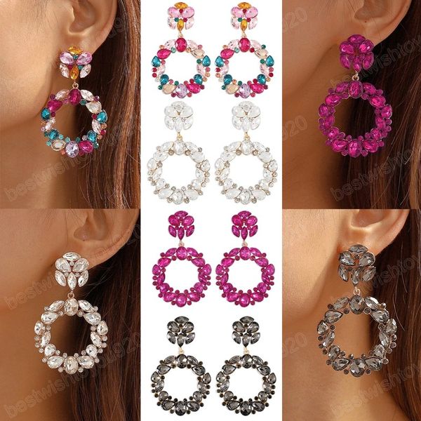 luxury multicolor rhinestone round dangle earrings for women crystal flower hanging earring jewelry party wed accessories, Silver
luxury multicolor rhinestone round dangle earrings for women crystal flower hanging earring jewelry party wed accessories, Silver