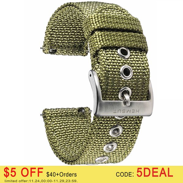 watch bands hemsut canvas watch bands green quick release quality nylon watch straps and heavy duty brushed buckle 18mm 20mm 22mm 24mm t2212, Black;brown
watch bands hemsut canvas watch bands green quick release quality nylon watch straps and heavy duty brushed buckle 18mm 20mm 22mm 24mm t2212, Black;brown