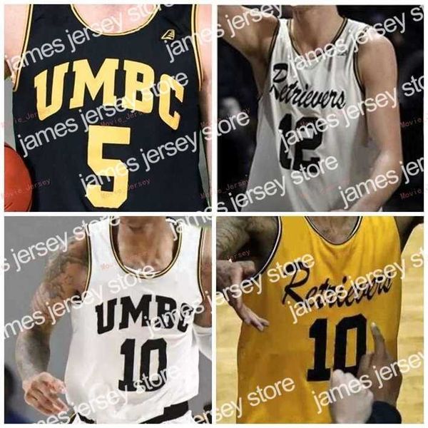 college basketball wears nik1 stitched custom 5 jack schwietz 11 r.j. eytle-rock 12 horvath 13 joe sherburne 15 jose placer umbc retrievers, Black