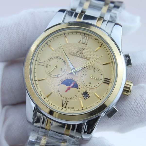 mens watch steel classic stainless watch moon phase small three pin luminous hands waterproof business men's watch, Slivery;golden
mens watch steel classic stainless watch moon phase small three pin luminous hands waterproof business men's watch, Slivery;golden