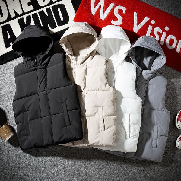 white vest jacket with hood men fashion clothing korean style hooded quilting coat autumn winter sleeveless, Black;white
white vest jacket with hood men fashion clothing korean style hooded quilting coat autumn winter sleeveless, Black;white