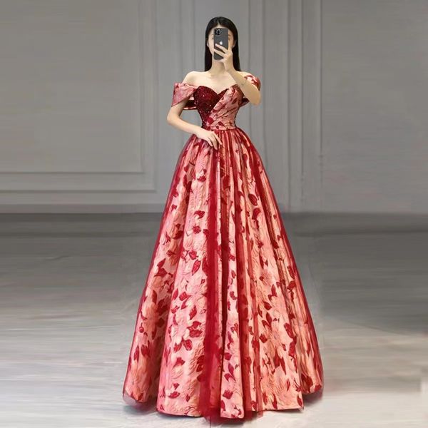 long off shoulder evening dresses red weep train prom party wear sequined luxury embroidered special occasion dress pageant gowns, Black;red
long off shoulder evening dresses red weep train prom party wear sequined luxury embroidered special occasion dress pageant gowns, Black;red