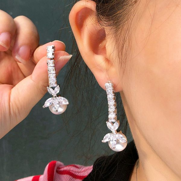 luxury long stud charm flowers bridal earrings for wedding diamond silver designer earring for woman imitation pearl aaa cubic zirconia wome, Golden
luxury long stud charm flowers bridal earrings for wedding diamond silver designer earring for woman imitation pearl aaa cubic zirconia wome, Golden