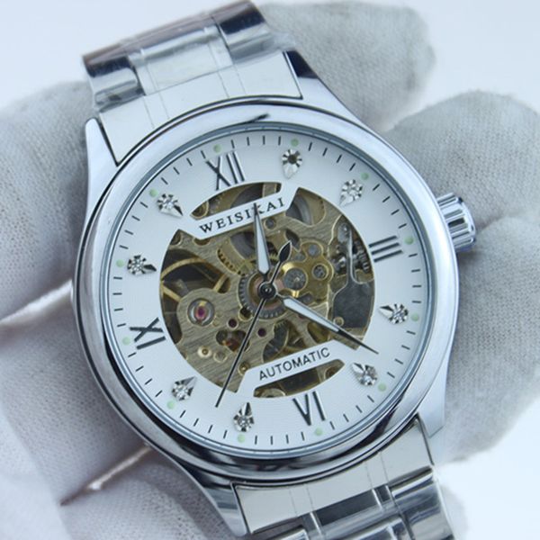 fully mechanical automatic men's watch luminous waterproof hollowed-out pervious diamond-encrusted steel belt watch, Slivery;golden
fully mechanical automatic men's watch luminous waterproof hollowed-out pervious diamond-encrusted steel belt watch, Slivery;golden