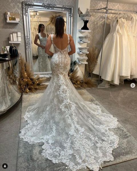 princess church train mermaid wedding dresses 2023 lace applique floral backless outdoor country garden bridal gowns, White
princess church train mermaid wedding dresses 2023 lace applique floral backless outdoor country garden bridal gowns, White