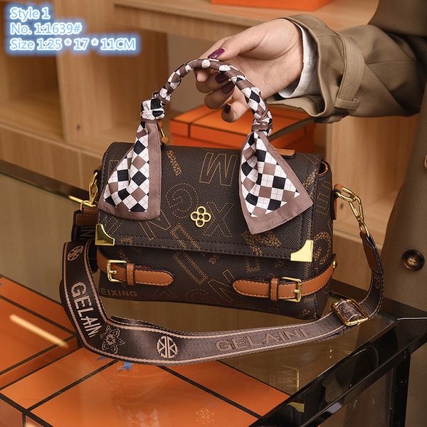 Wholesale factory ladies shoulder bags 2 styles trend printed ribbon handbag personalized belt decoration fashion postman bag retro contrast leather backpack, Coffee-1639#-style 1
Wholesale factory ladies shoulder bags 2 styles trend printed ribbon handbag personalized belt decoration fashion postman bag retro contrast leather backpack, Coffee-1639#-style 1