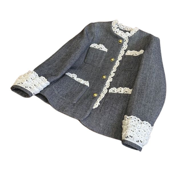 women's outerwear & coats22 autumn and winter lace decoration wool herringbone pattern covers the flesh and looks thin, Black;brown
women's outerwear & coats22 autumn and winter lace decoration wool herringbone pattern covers the flesh and looks thin, Black;brown