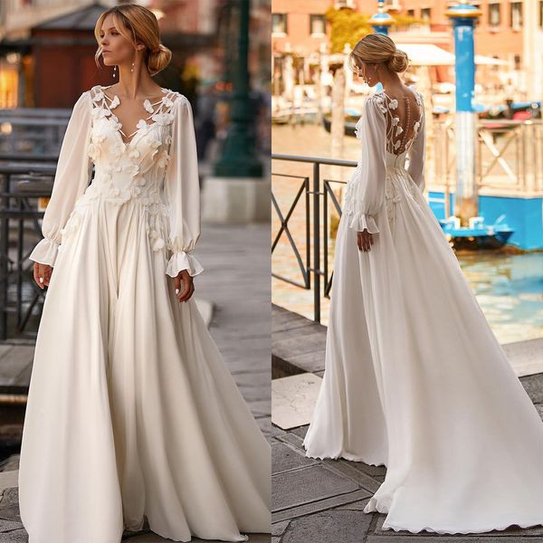 elegant a-line wedding dresses v neck long sleeves appliques lace bridal gowns custom made button back sweep train vestidos de novia, White
elegant a-line wedding dresses v neck long sleeves appliques lace bridal gowns custom made button back sweep train vestidos de novia, White