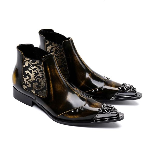 men leather boots ankle italian handmade point iron toe fashion motocycle men brown botas hombre, Black
men leather boots ankle italian handmade point iron toe fashion motocycle men brown botas hombre, Black
