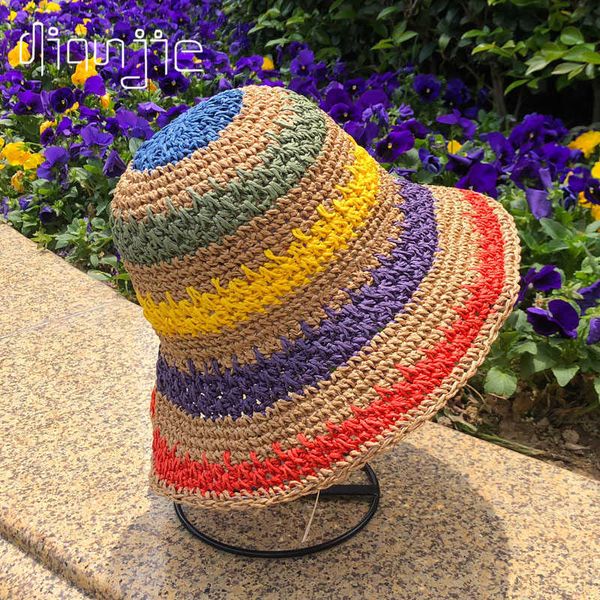beanie/skull caps spring women's bucket straw made rainbow crochet hand-made fisherman's straw hat foldable parent-child sunscreen, Blue;gray
beanie/skull caps spring women's bucket straw made rainbow crochet hand-made fisherman's straw hat foldable parent-child sunscreen, Blue;gray