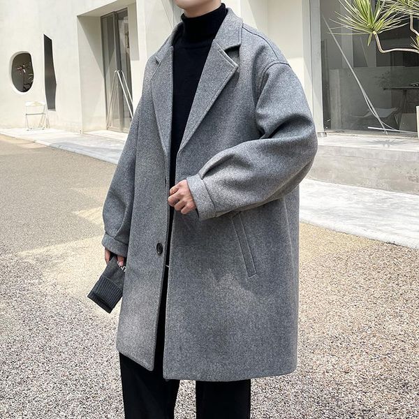 men's wool & blends legible winter jacket men solid thicken warm coat man casual loose long for, Black
men's wool & blends legible winter jacket men solid thicken warm coat man casual loose long for, Black
